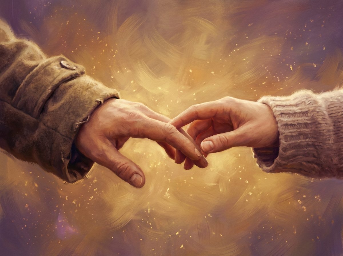 Две руки тянутся навстречу друг другу